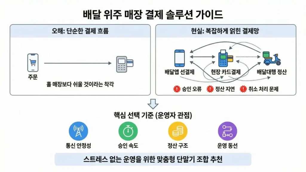 배달 위주 매장 카드단말기 선택 기준을 정리한 메인 가이드 이미지
