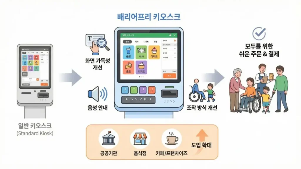 배리어프리 키오스크 누구나 쉽게 주문·결제하는 화면