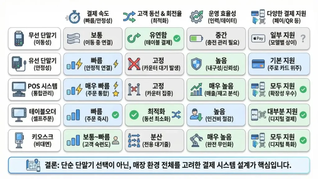 카드단말기 비교 기준 정리 무선 유선 POS 테이블오더 키오스크 선택법