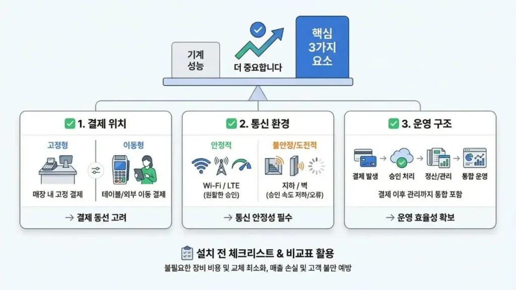 카드단말기 설치 전 확인해야 할 3가지(결제 동선 통신 정산)