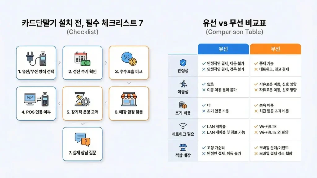 카드단말기 설치 체크리스트(처음 설치 준비)