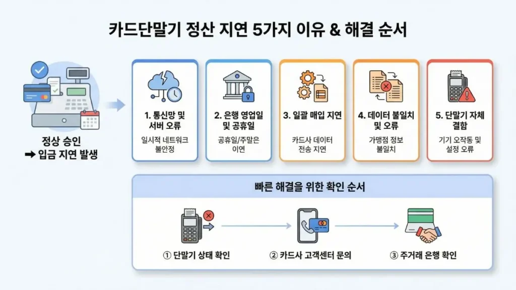 카드단말기 정산 지연 이유 5가지와 입금 지연 원인 정리