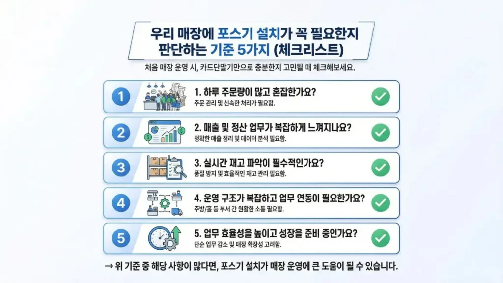 포스기 설치 체크리스트(매장 운영 기준 5가지)
