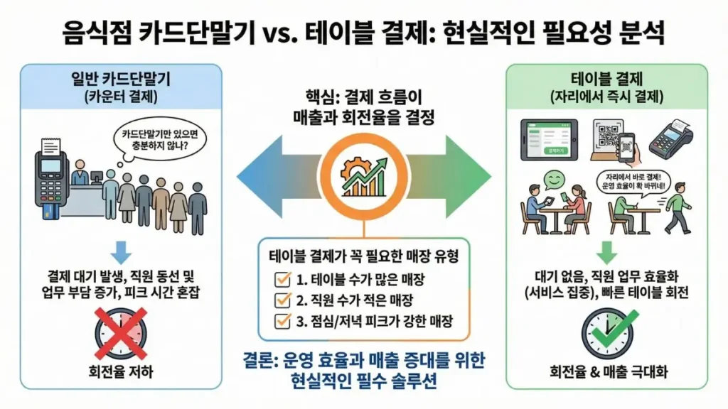 음식점 카드단말기 설치 모습(매장 결제 환경 예시)