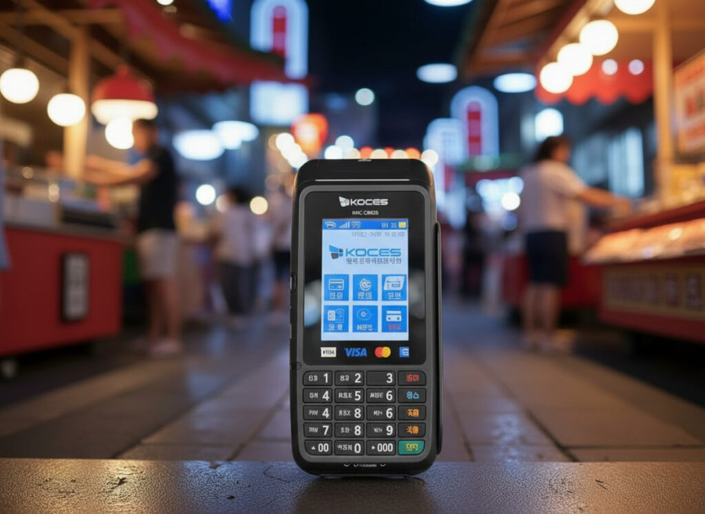 무선 카드단말기와 POS 시스템을 연동해 운영하는 매장 결제 구성