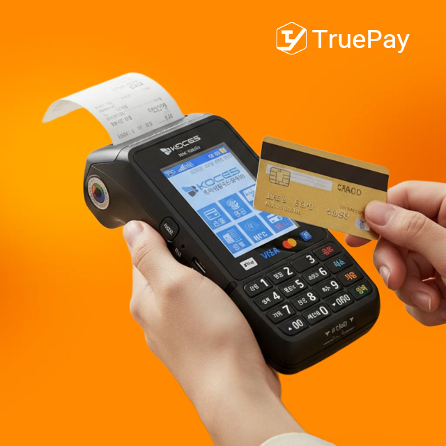 무선 카드단말기와 테이블오더를 함께 사용한 매장 결제 환경 예시