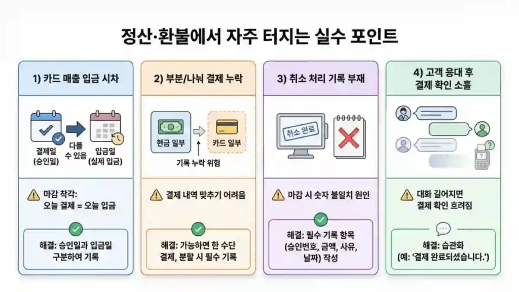정산과 환불 과정에서 발생하기 쉬운 결제 실수