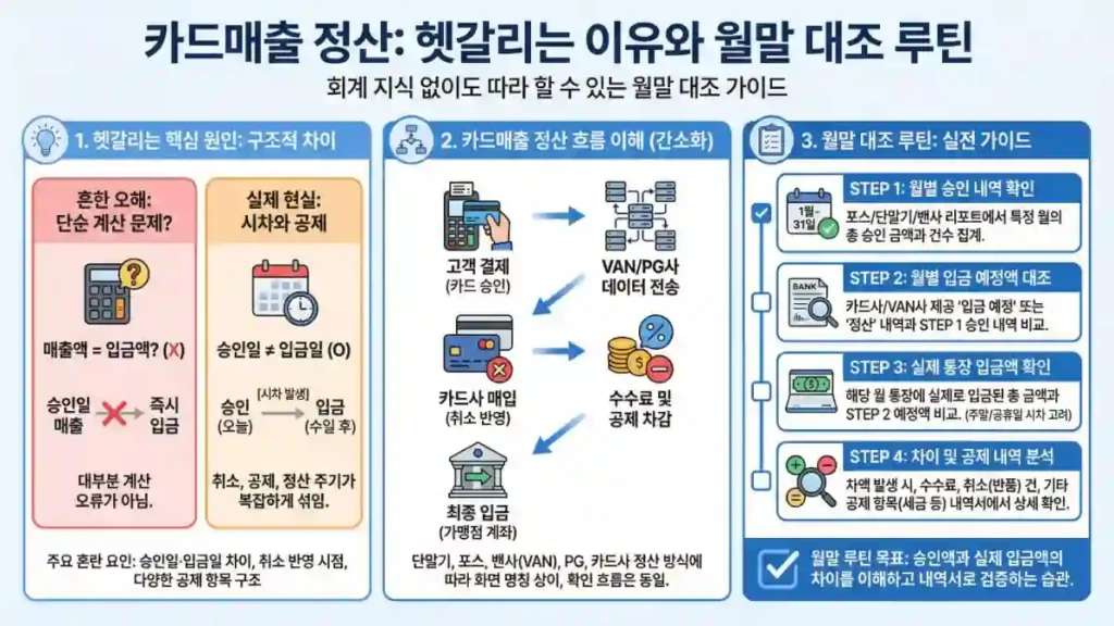 월말 카드매출 정산 확인 방법 5단계 흐름