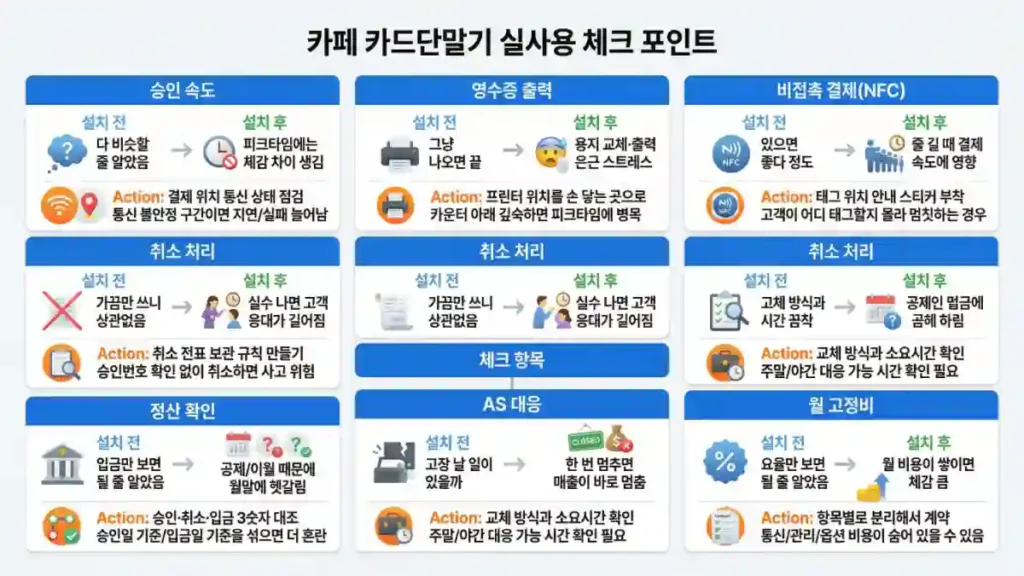 카페 카드단말기 피크타임 결제 상황